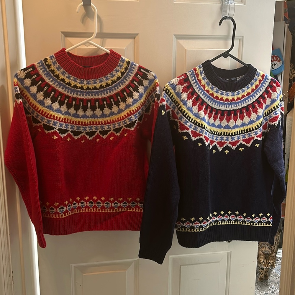 Lands End kids sweaters and matching dog sweater